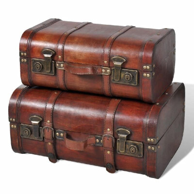 

Wooden Treasure Chest 2 pcs Vintage Brown