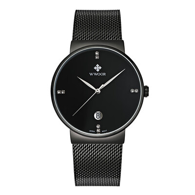 

WWOOR Ultra Thin Fashion Luxury Diamond Quartz Ananlog Man Casual Wristwatch Stainless Steel Simplicity Men Decorative Watch Wat