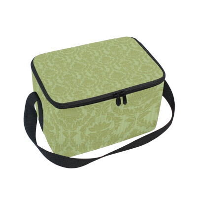 

ALAZA Insulated Lunch Box Green Pattern Lunch Bag for Men Women Portable Tote Bag Cooler Bag