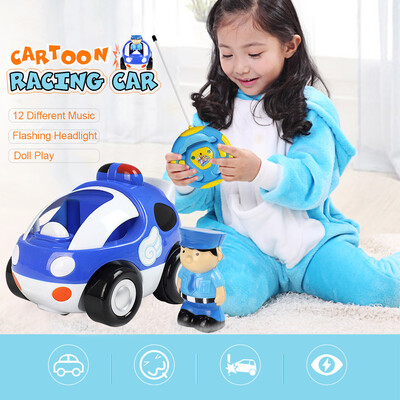 

RC Cartoon Race Car with Music&Lights Electric Radio Control Toy for Baby Toddlers Kids&Children