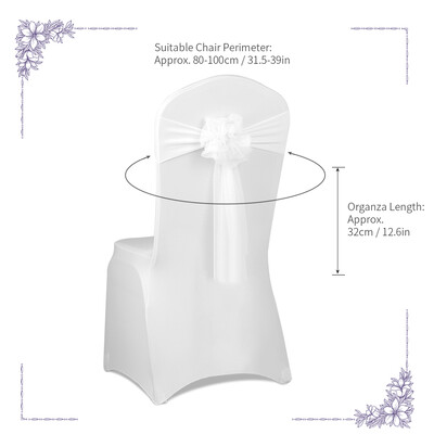 

10pcs Wedding Flower Chair Sashes Elastic Spandex Organza Chair Sash Covers Wedding Banquet Supplies Decorations--Dark Purple