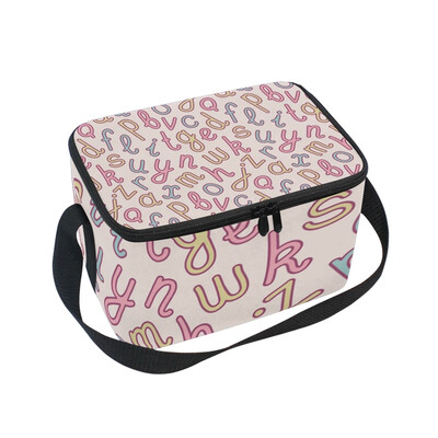 

ALAZA Lunch Box Insulated Lunch Bag Large Cooler Alphabet Seamless Patter Tote Bag