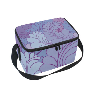 

ALAZA Insulated Lunch Box Purple Waves Lunch Bag for Men Women Portable Tote Bag Cooler Bag