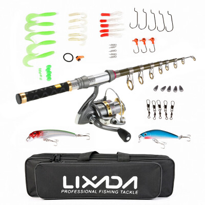 

Lixada 99 Carbon Fiber Telescopic Fishing Rod&Reel Combo Full Kit Spinning Fishing Reel Fishing Line Lure Gear Organizer Pole