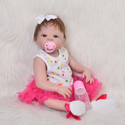 

Handmade 11 Inch Peanut Baby Toy Full Silicone Vinyl Princess Mini Reborn Girl Doll Wear Pink Dress For Children Birthday Gifts