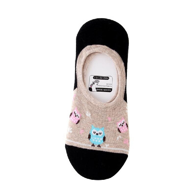 

Japanese Fashion Harajuku Invisible Cartoon Jacquard Animals Owl Pattern Funny Spring Boat Socks Fine Quality Socks Girls Women