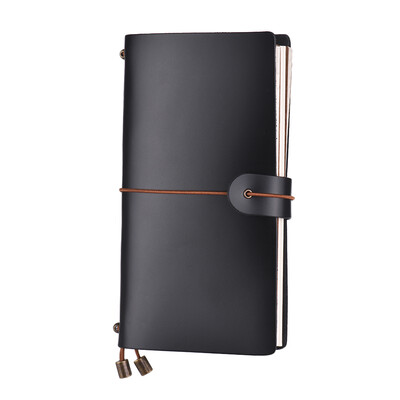 

Refillable Leather Journal Travel Notebook Diary Business Notepad Card Holder Lined Blank Grid Paper with Elastic Strap for Men