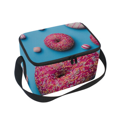 

ALAZA Lunch Box Insulated Doughnut Pattern Lunch Bag Large Cooler Tote Bagfor Men Women