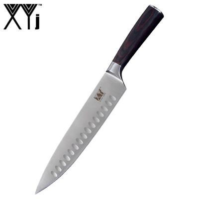 

XYj Brand Double Steel Head Stainless Steel Knife Color Wood Handle 8 inch Chef Knife Non Stick Stainless Steel Kitchen Knife