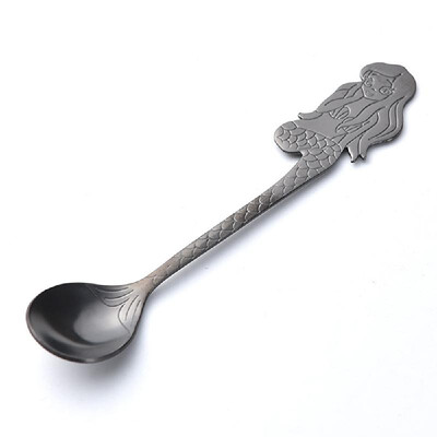 

Cross-border dedicated 304 stainless steel gold-plated mermaid spoon stirring mug tea spoon hanging cup coffee spoon Paper card wi