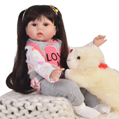 

Fashion 22 55 cm Newborn Girl Reborn Baby Doll Lifelike Long Hair Lovely Baby Doll Toy For Child Birthday Gift Early Education