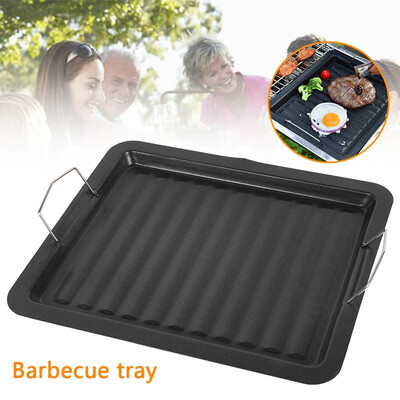 

Cast Iron Flat Double Sided Baking Tray Non Stick Griddle Plate BBQ Grill Pan