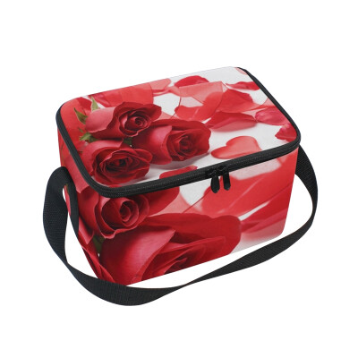 

ALAZA Lunch Box Insulated Roses Heart Love Lunch Bag Large Cooler Tote Bagfor Men Women