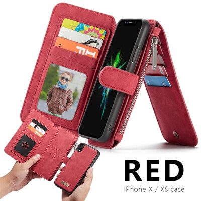 

1 Pc Retro Zipper Wallet Cover Multifunctional Mobile Phone Leather Case for IPhone X  Leather Case