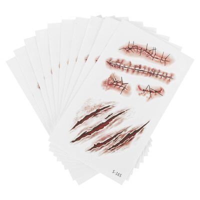 

Willstar 10PCS Halloween Zombie Scars Tattoos with Fake Scab Bloody Makeup Injury Sticker