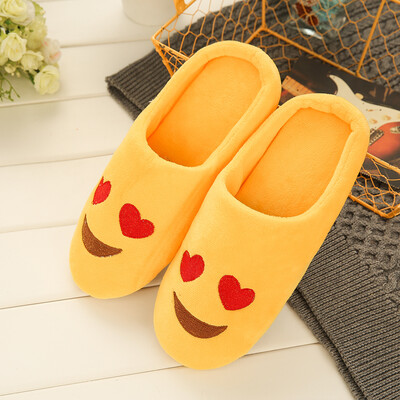 

Fashion Embroidery Cute Expression Women Men Winter Warm Slippers House Indoor Floor Loafer Soft Quiet Non-slip