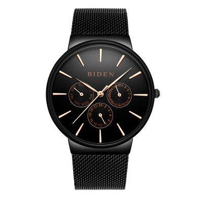 

BIDEN Luxury Brand Men Watch Ultra Thin Stainless Steel Clock Male Quartz Sport Watch Men Waterproof Casual Wristwatch
