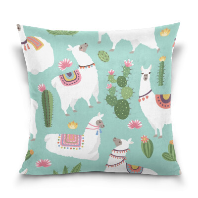 

ALAZA Throw Pillow Cover 16 X 16 inch Cushion Cover with Llama And Cactus Printed Pillowcase