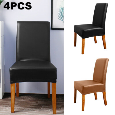 

4Pcs Pu Coating Waterproof Home Living Removable Wash Simple Stretch Dining Chair Covers Spandex Elastic Chair Protector Sets