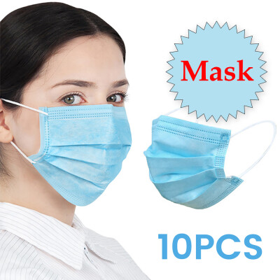 

10pcs Disposable protective mask-non-woven fabric-blue-bag-style 3 Anti-odor allergy disposable mask