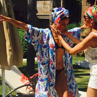 

Women Chiffon Beach Kimono Mermaid Print Open Front Loose Thin Casual Sea Holiday Cardigan Blue