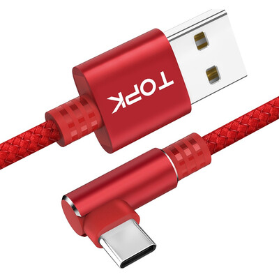 

TOPK 1M 90 Degree USB Type C Cable Fast Charging Data Cable For Samsung Galaxy S9 Huawei P20 Lite L Type Type-C USB C Cable