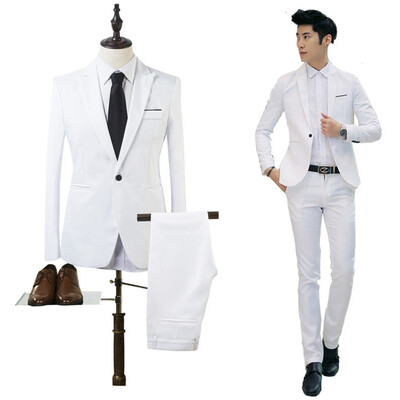 

Mens Suits Business Male Slim Fit Blazer Bestman Groomsman Suits Formal Outfit One Button Jacket Pants 2Pieces