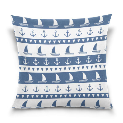 

ALAZA Throw Pillow Cover 16 X 16 inch Cushion Cover with Anchor And Boat Printed Pillowcase