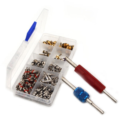 

134Pcs Car Air Conditioning Valve Core&2Pcs AC R12 R134a Valve Stem Cores Remover Tool