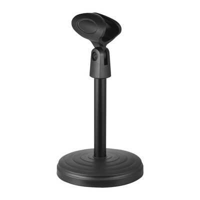 

Portable Fixed Desk Microphone Stand Mic Holder with Clip 205mm Height for Meetings Lectures Podcasts Black