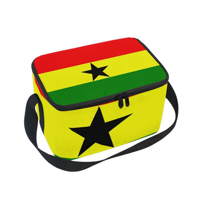 

ALAZA Insulated Lunch Box Misc Flag Of Ghana Lunch Bag for Men Women Portable Tote Bag Cooler Bag