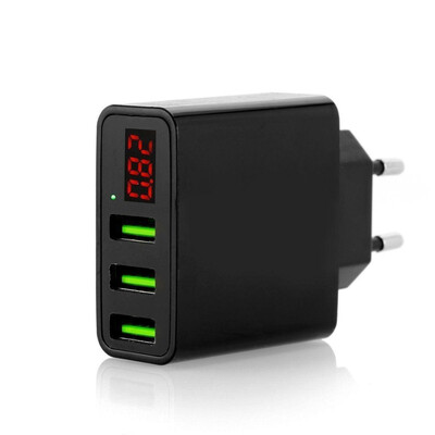

With digital display 3 port USB 5V 3 quick charger phone wall charger adapter