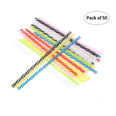 

50pcsset Rainbow Color Striped Plastic Drinking Straws Reusable Straws with Cleaning Brushes for Birthday Wedding Pool Party Deco