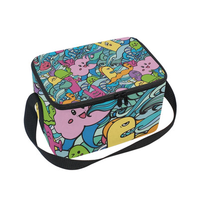 

ALAZA Lunch Box Funny Monsters Insulated Lunch Bag Large Cooler Tote Bagfor Men Women