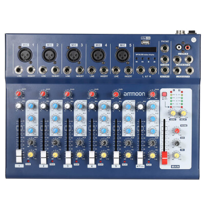 

ammoon F7-USB 7-Channel Digital Mic Line Audio Sound Mixer Mixing Console with USB Input 48V Phantom Power 3 Bands Equalizer for R