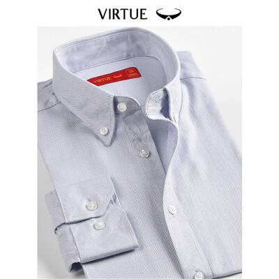 

Virtue rich color texture cotton long-sleeved shirt male 2019 spring new business casual buckle collar shirt male YCF30122506 light gray herringbone pattern 42