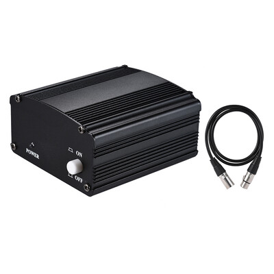 

1-Channel 48V Phantom Power Supply with Adapter & XLR Male to XLR Female Audio Cable for Condenser Microphone Studio Music Recordi