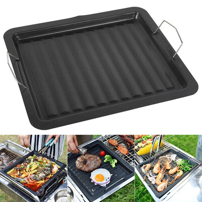 

Cast Iron Flat Double Sided Baking Tray Non Stick Griddle Plate BBQ Grill Pan