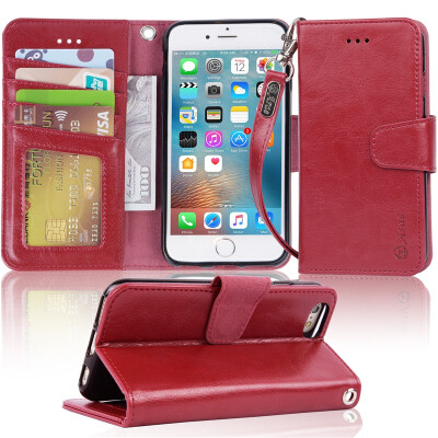 

Arae Case for iPhone 6s iPhone 6 Premium PU Leather Wallet case Wrist Strap Flip Folio with ID&Credit Card Pockets