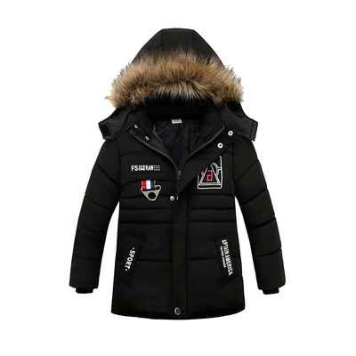 

New Childrens Outerwear 2018 new Autumn Boy&Girl Winter Warm Hooded Coat Boys Clothes Children Jacket Fur Hooded Coat