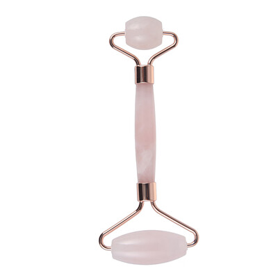 

Willstar 1Pc Anti Aging Natural Rose Quartz Jade Roller Massager Pressure Relief Facial Roller-Rosegold
