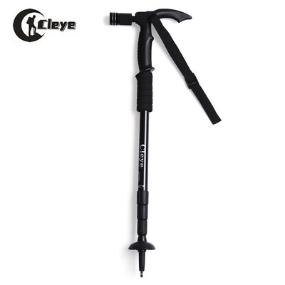 

CLEYE 4 Joints Trekking Folding Alpenstocks with Light Climbing Pole Crutch Walking Stick