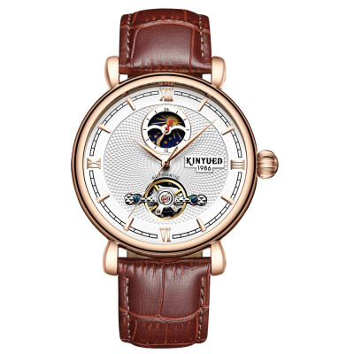 

KINYUED J031 Business Men Automatic Mechanical Watch Time Moon Phse Display Fashion Casual Leather Strap Male Wristwatch Relogio