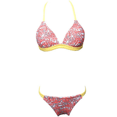 

Womens Floral nylon straight spray sexy split swimsuit