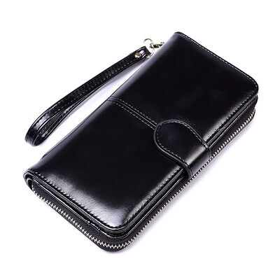 

LKX Long Womens Leather Wallet High-performance Clutch Womens Zipper Wallet Female Mini Coin Pocket Card Money Clip