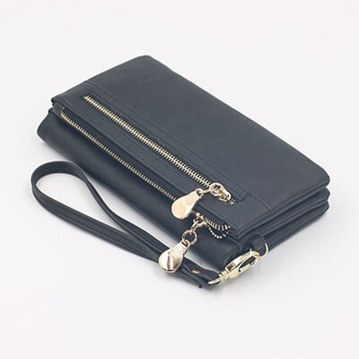 

NovelTeez Wallet female long frosted PU double zipper ladies wallet large capacity mobile phone bag