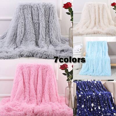

7 Colors Fashion Solid Long Pile Luxury Throw Blanket Super Soft Faux Fur Warm Shaggy Cover Bed Blanket