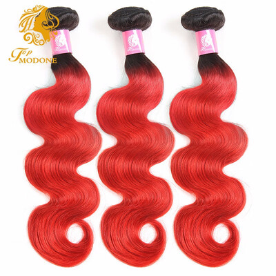 

Gradient Brazilian real person hair T1B red Body wave European&American fashion