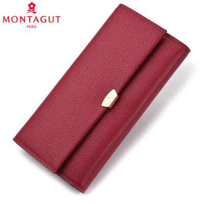 

Montagut MONTAGUT wallet ladies long section cowhide large capacity Korean version of the womens wallet holiday lover gift black R2422259012