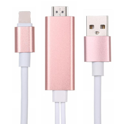 

USB to HDMI HDTV AV Cable Adapter for i-Phone 77Plus6S6Plus5S5 Charging Adapter Cable Rose Gold